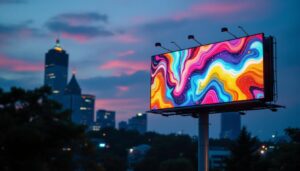 A photograph of a vibrant led billboard in an urban setting