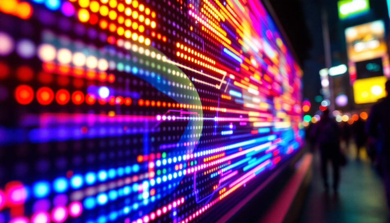 A photograph of a vibrant led display in action