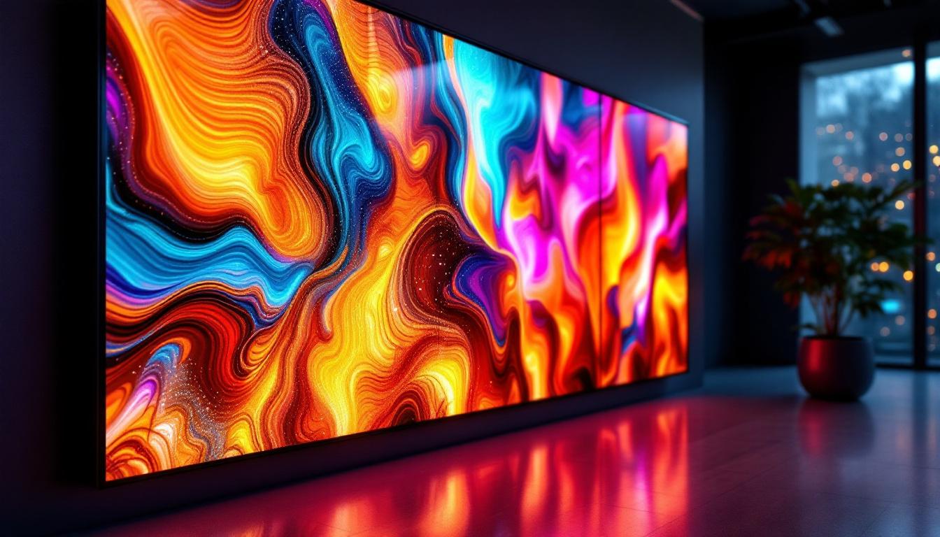 A photograph of capture a photograph of a vibrant ventana video wall in a modern setting