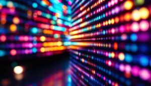 A photograph of a close-up of the mctrl300 led display in action