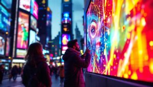 A photograph of a vibrant outdoor led display in action