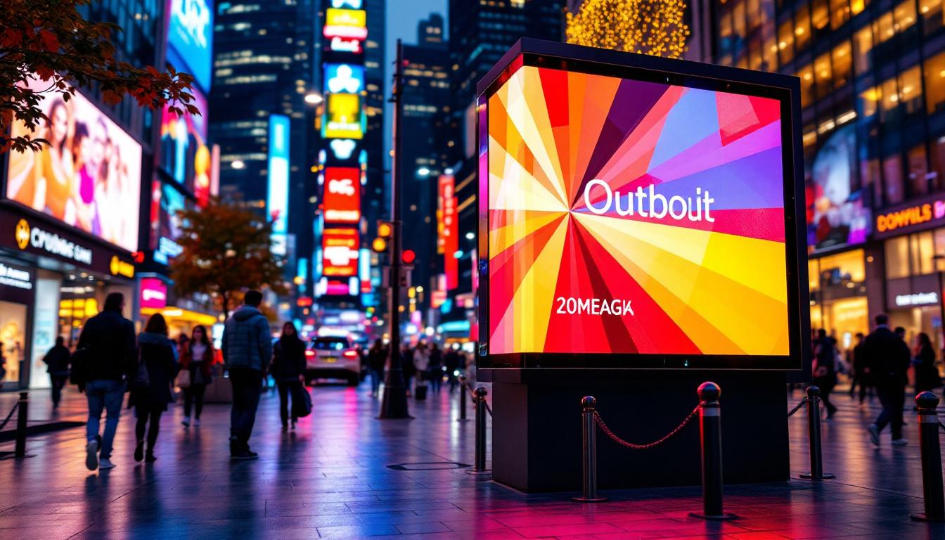 A photograph of a vibrant outdoor led signage display in action