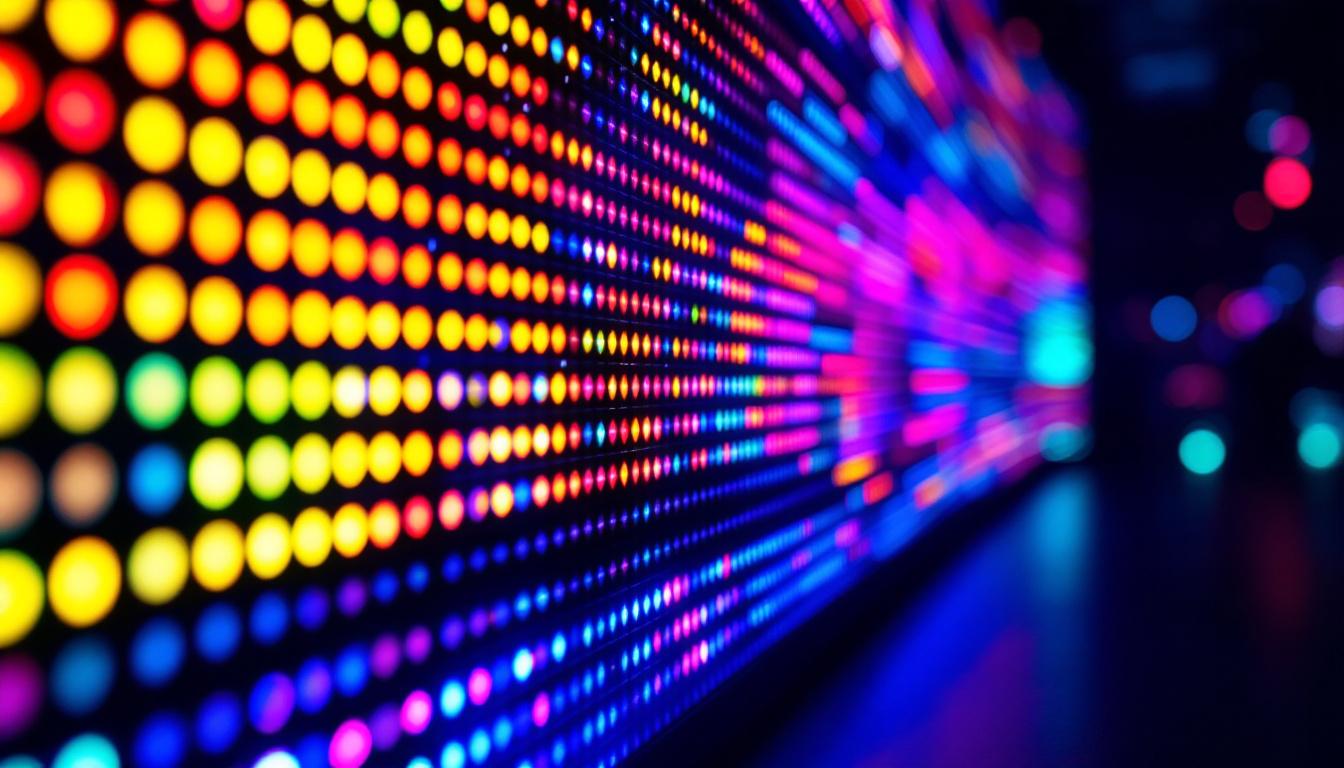 A photograph of a vibrant led display in action