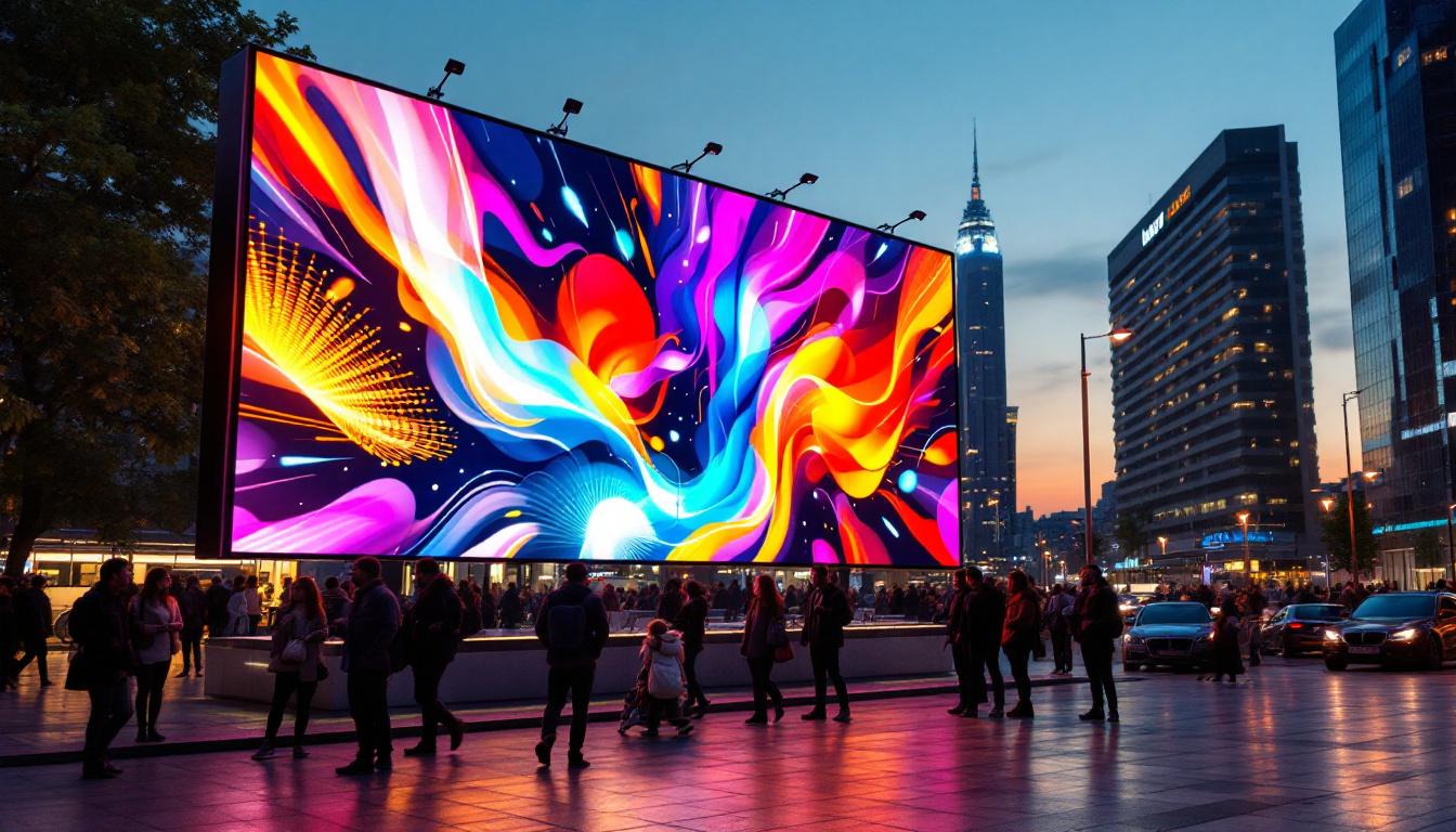 A photograph of a vibrant outdoor led display in action