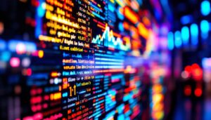 A photograph of a close-up of a vibrant led display in use