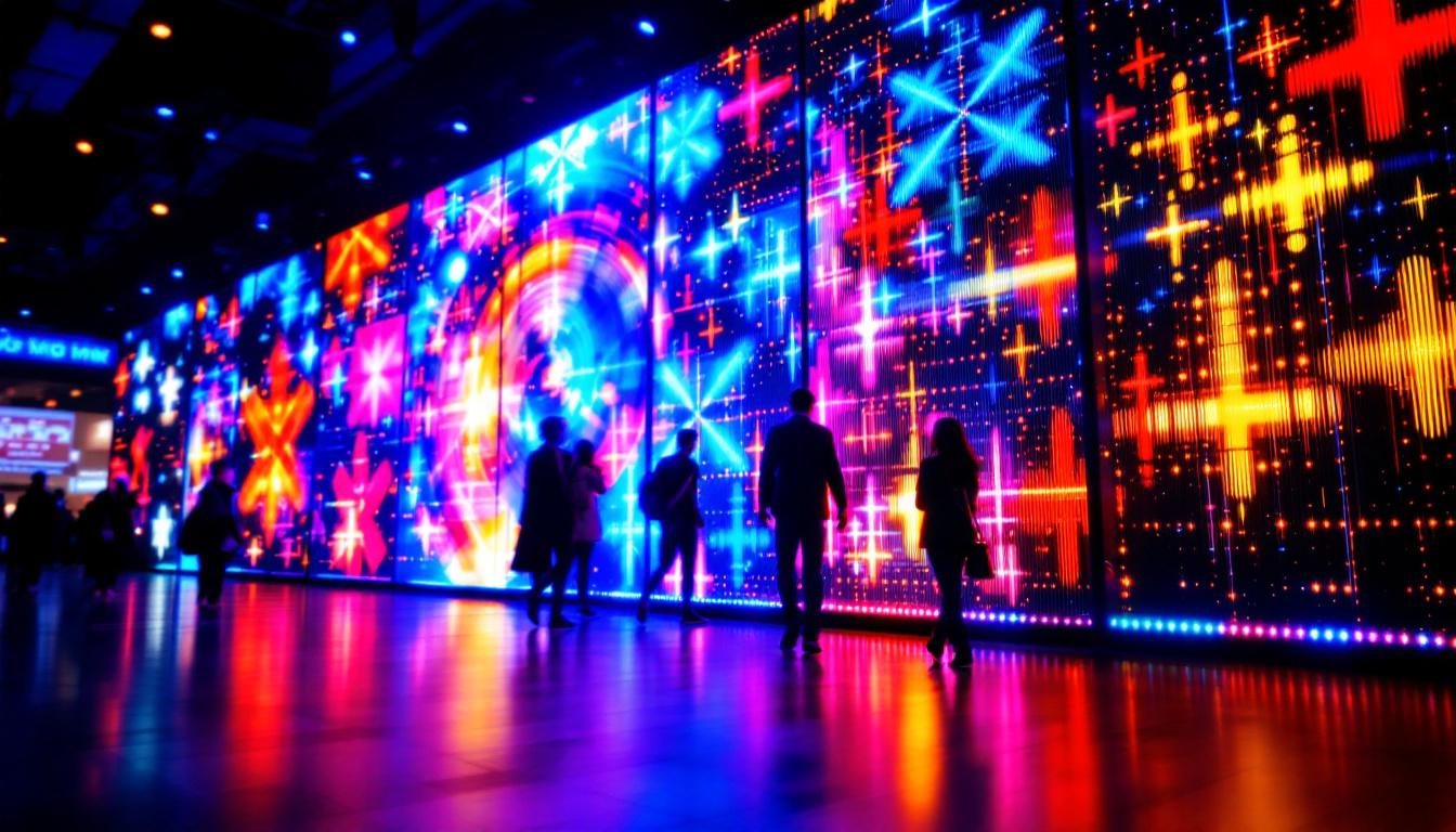 A photograph of a vibrant led display in action