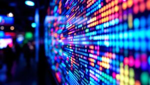 A photograph of a vibrant led display in action