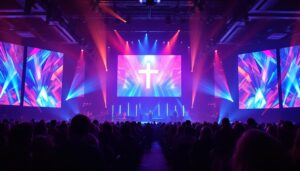 A photograph of capture a photograph of the vibrant led display at calvary church in wayne