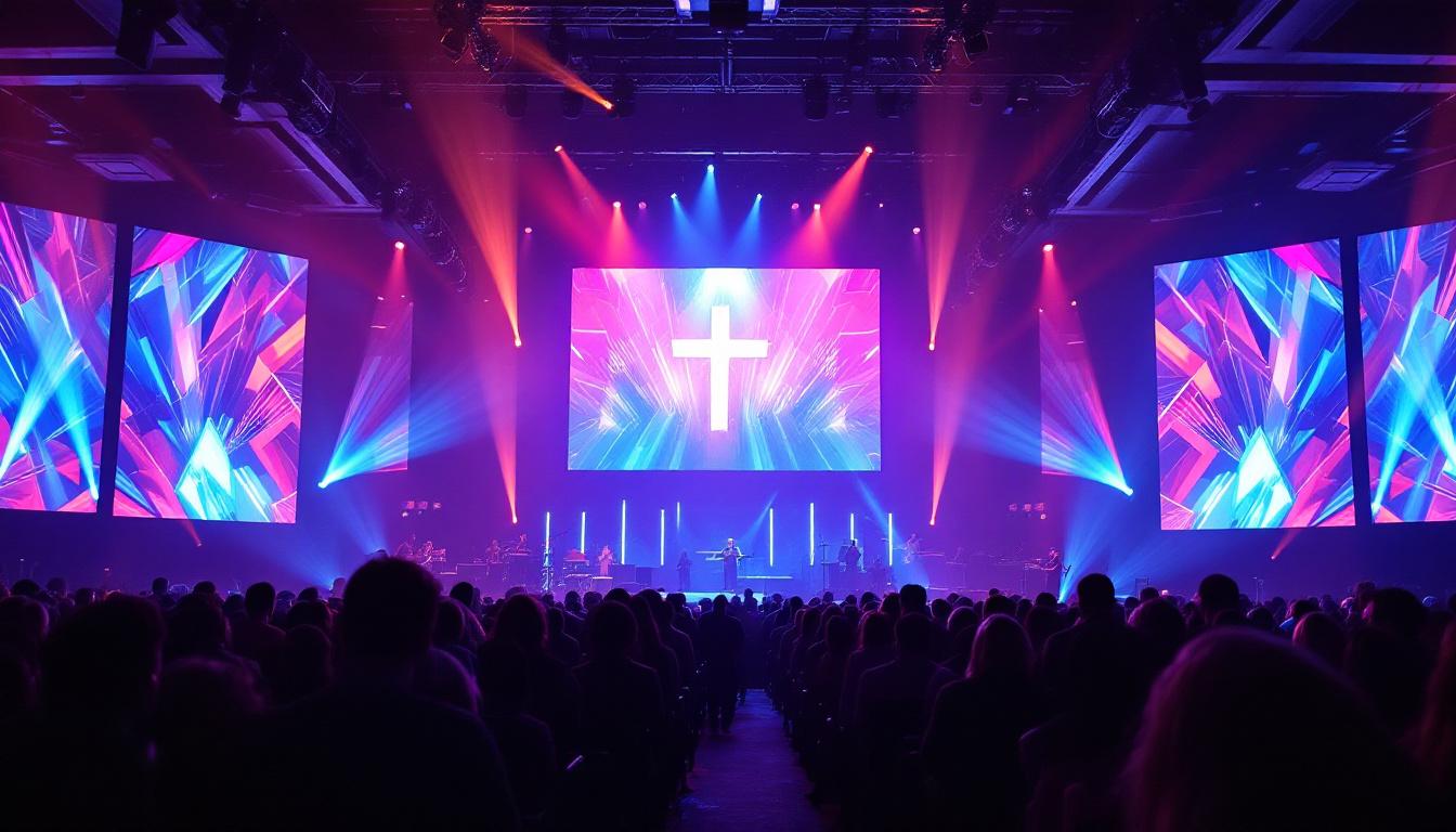 A photograph of capture a photograph of the vibrant led display at calvary church in wayne