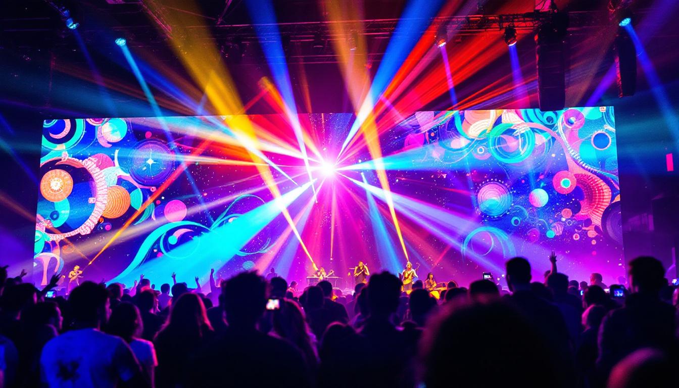 A photograph of a vibrant chauvet led wall in action during a live event