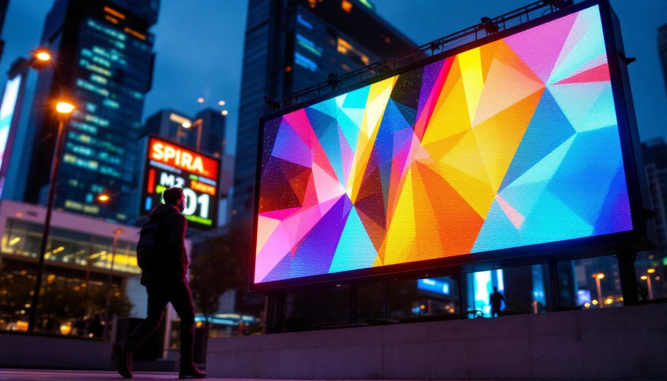 A photograph of a vibrant led display in action