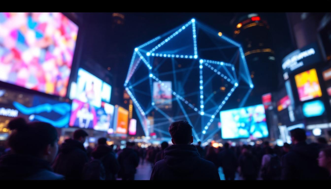 A photograph of a vibrant led display in action