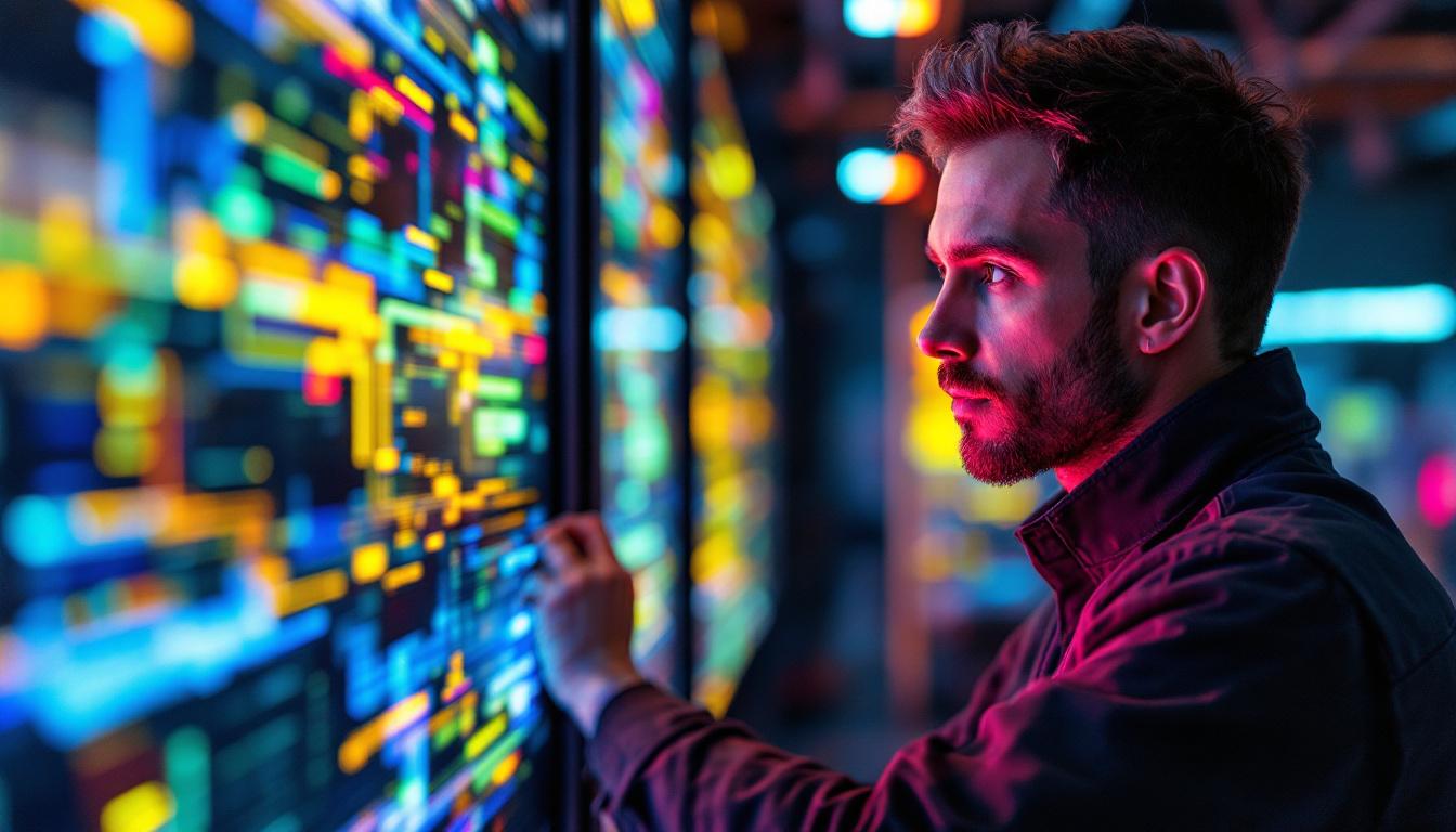 A photograph of a skilled technician working on an led display
