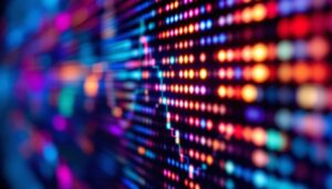 A photograph of a close-up view of an led display showcasing its pixel arrangement