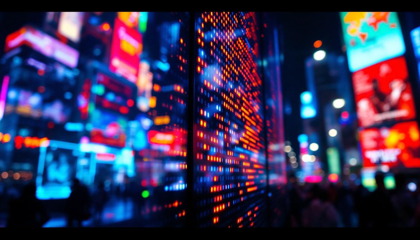 A photograph of capture a photograph of a vibrant led display in action