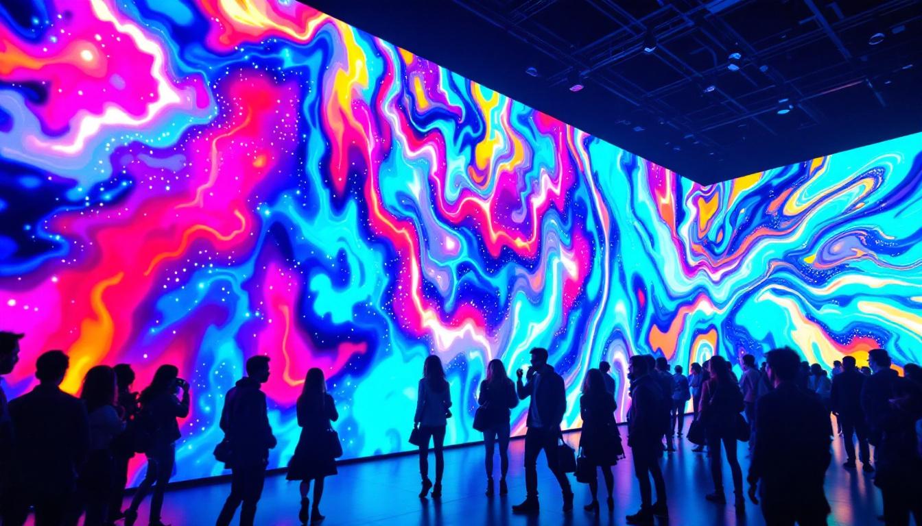 A photograph of a vibrant led display showcasing a dynamic