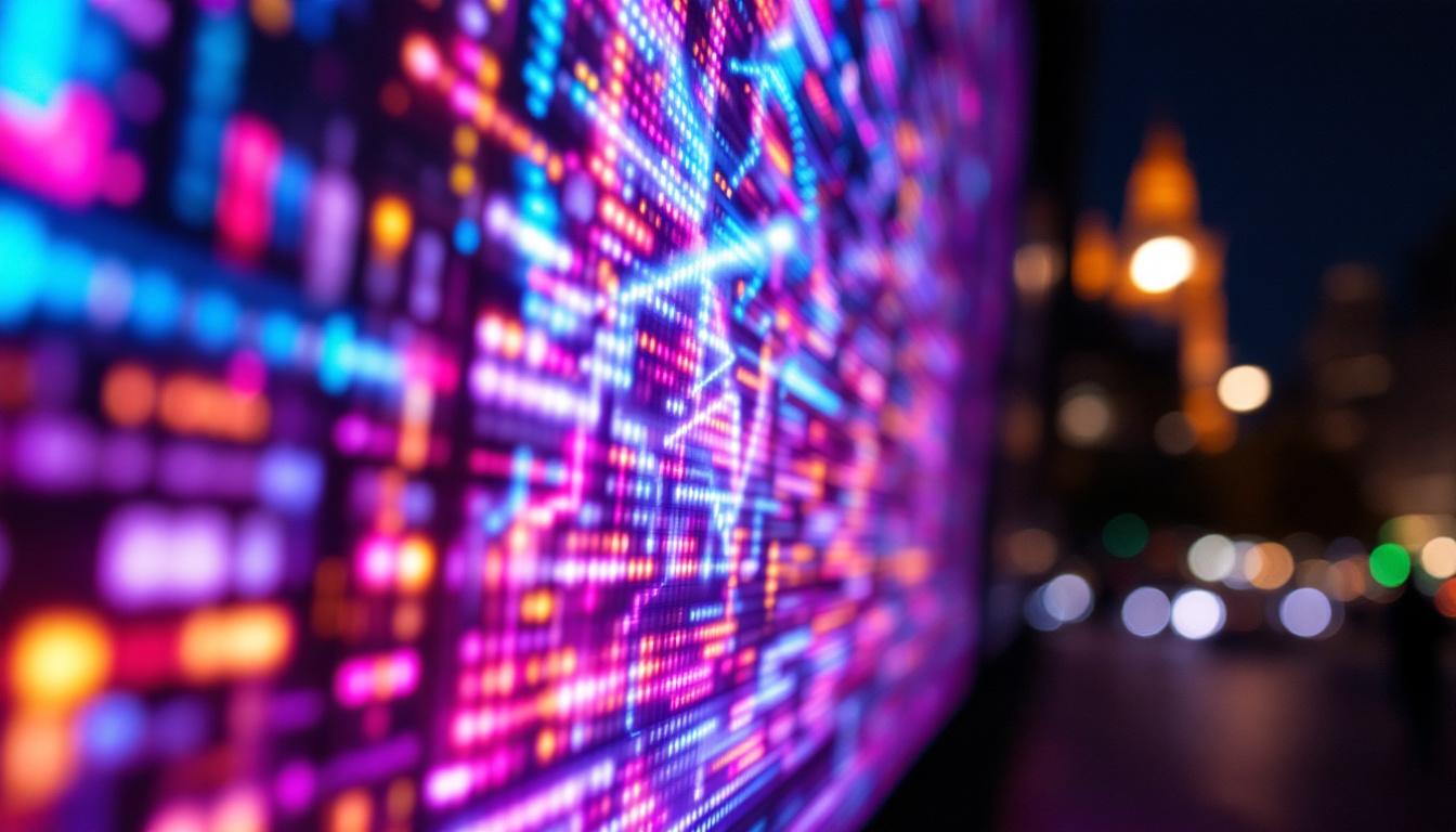 A photograph of a vibrant led display in action