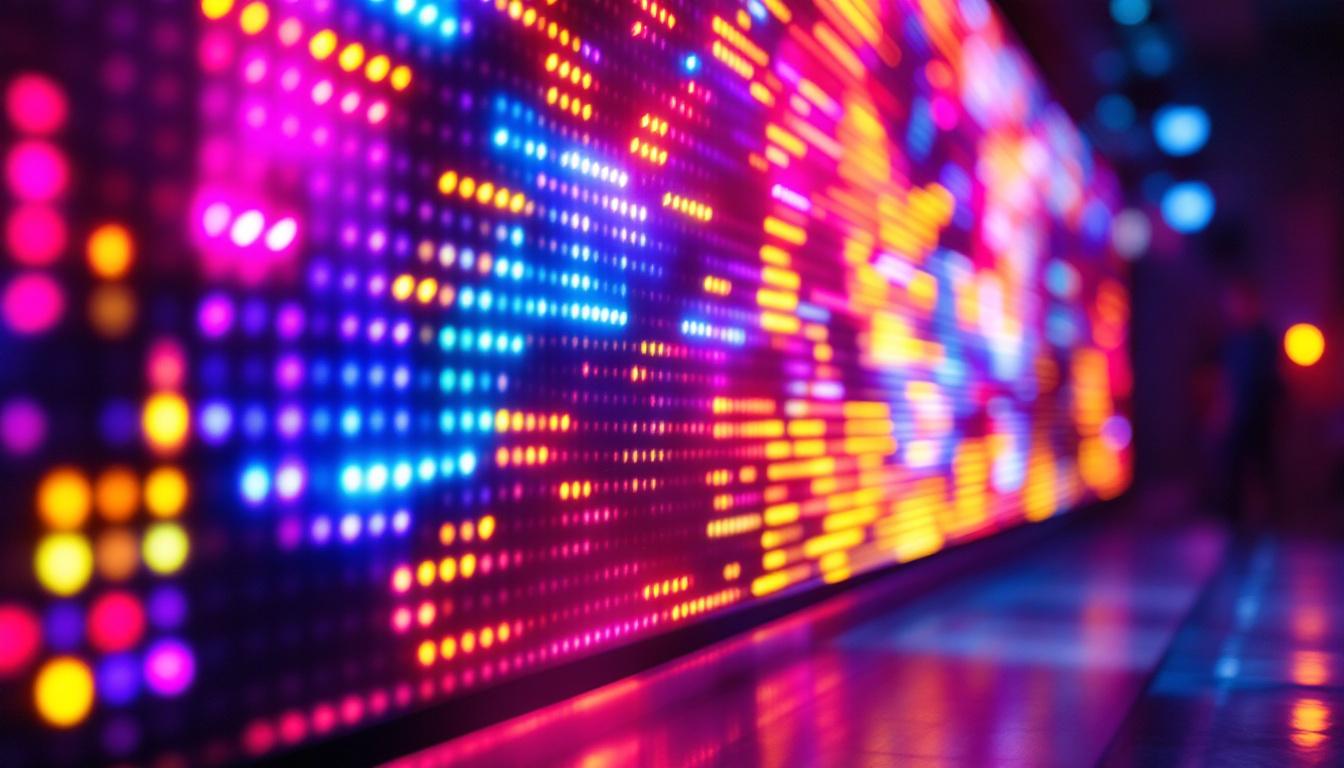 A photograph of a vibrant led display in action