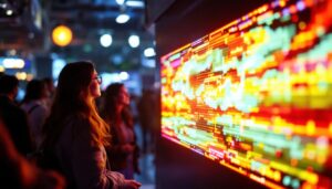 A photograph of capture a photograph of a vibrant hub75 led display in action