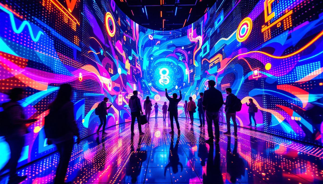 A photograph of a vibrant and dynamic led display in action
