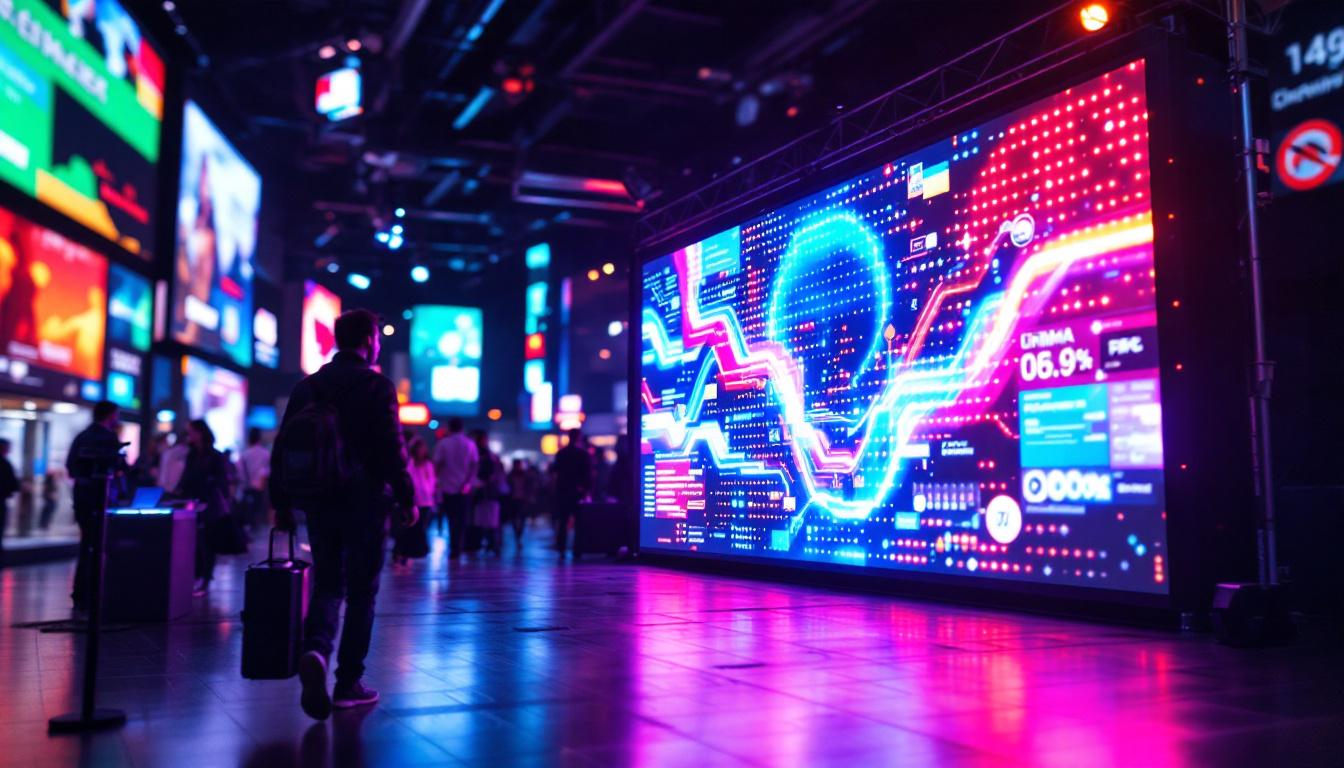 A photograph of a vibrant led display in action