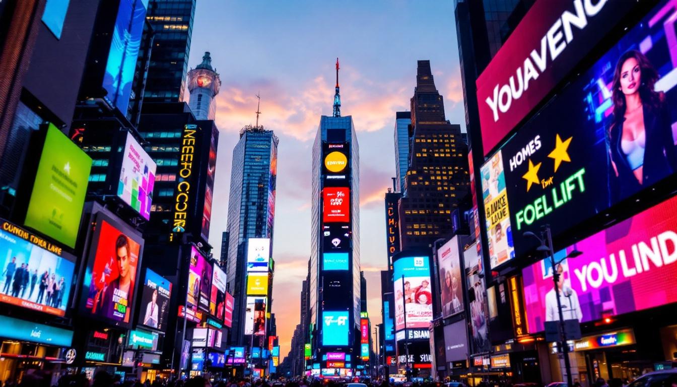 A photograph of capture a photograph of the vibrant led billboards in times square