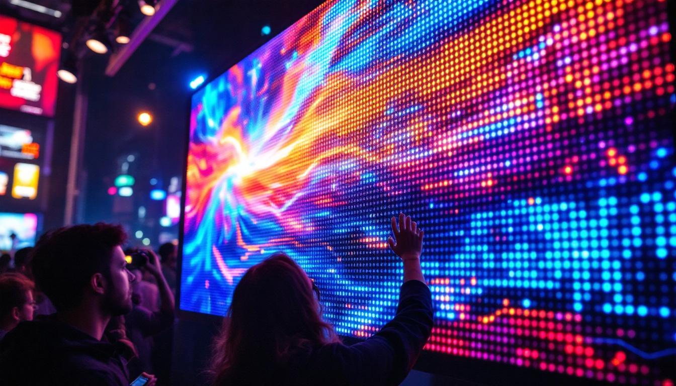 A photograph of a vibrant led display in action