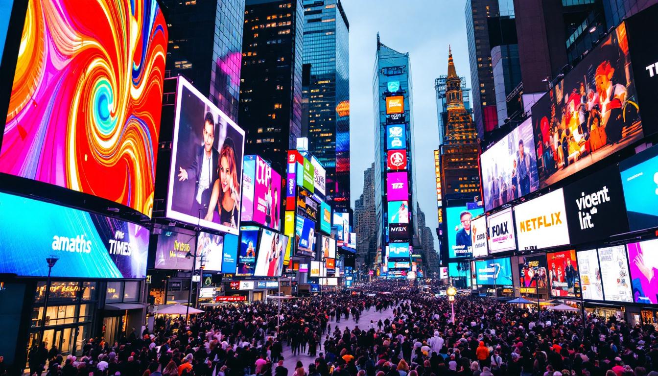 A photograph of capture a photograph of the vibrant led displays in times square