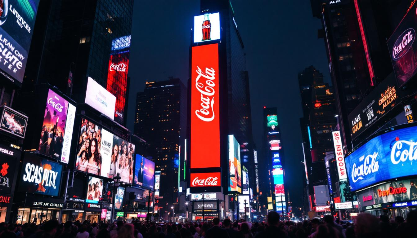 A photograph of the iconic coca cola billboard in times square