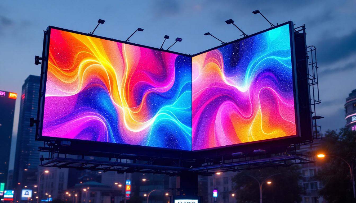 A photograph of a vibrant led billboard in an urban setting
