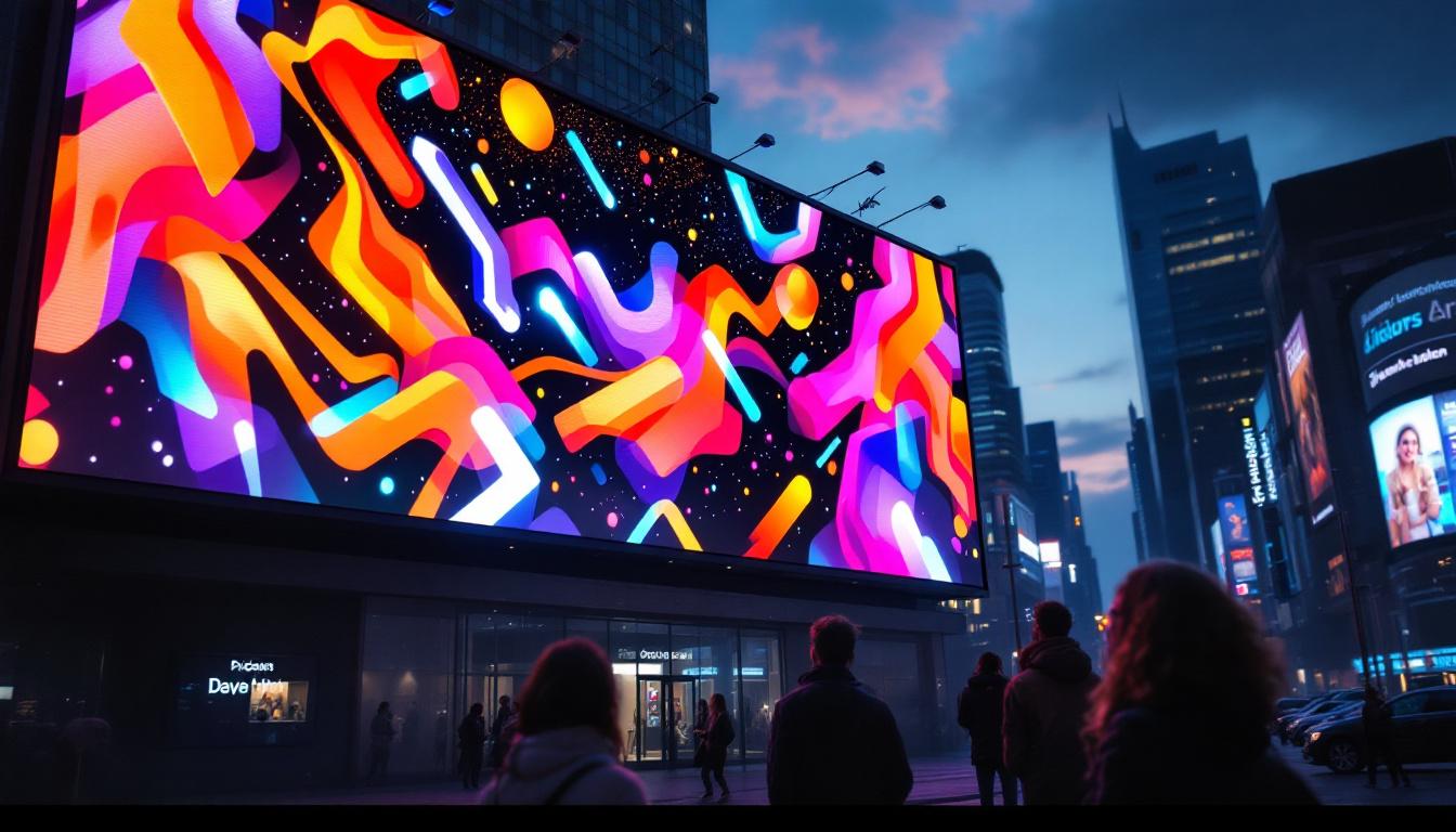 A photograph of a vibrant led billboard in an urban setting