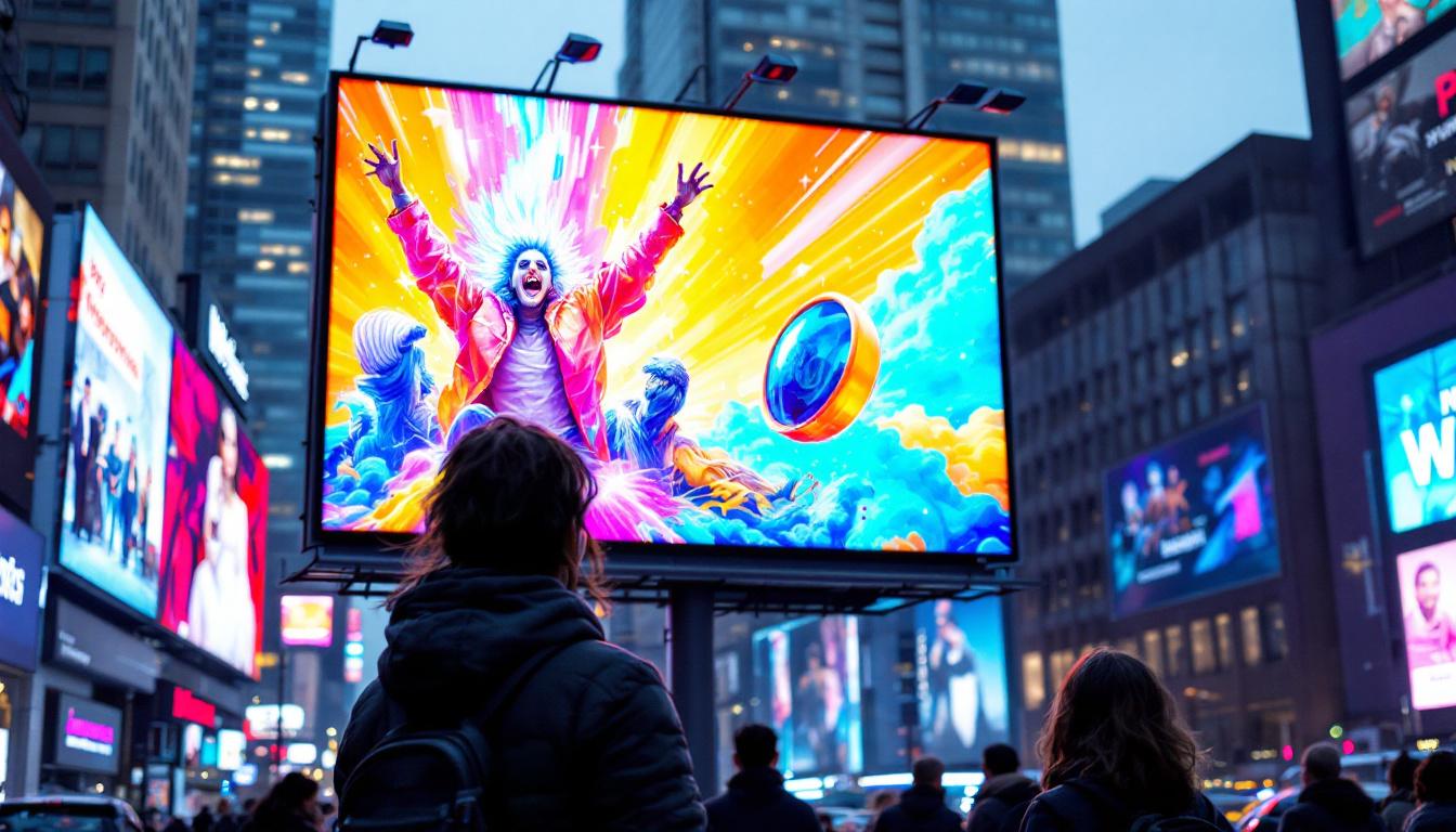 A photograph of a vibrant led billboard in an urban setting