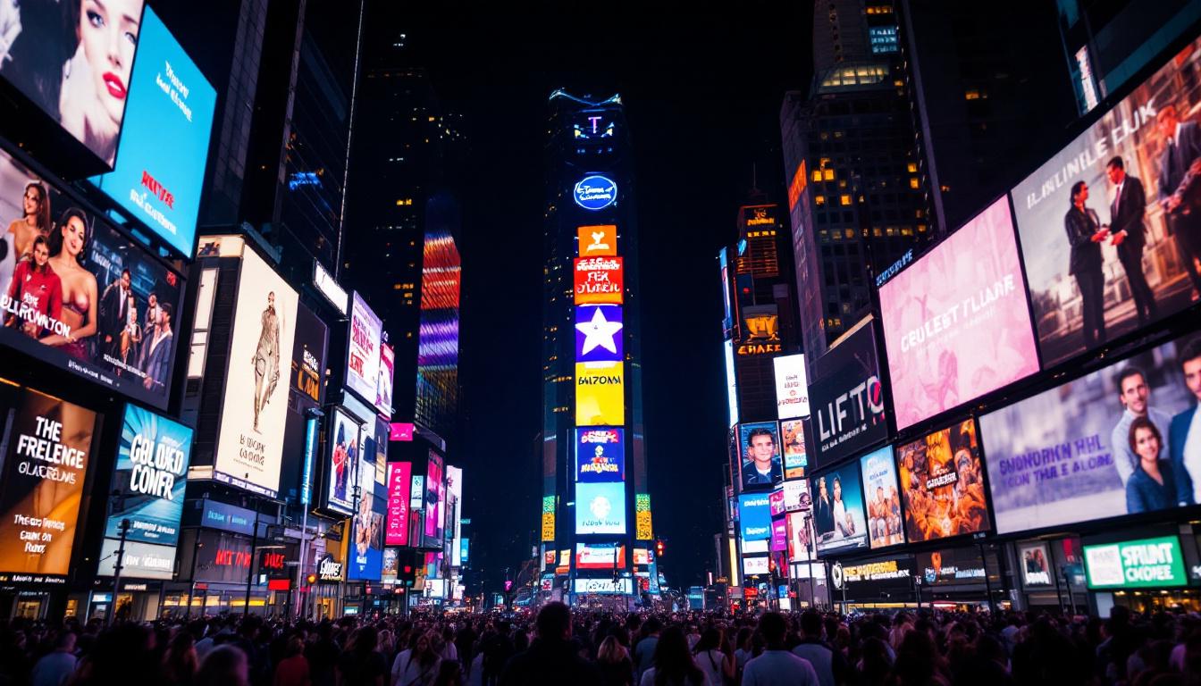 A photograph of capture a photograph of the vibrant led billboards in times square at night