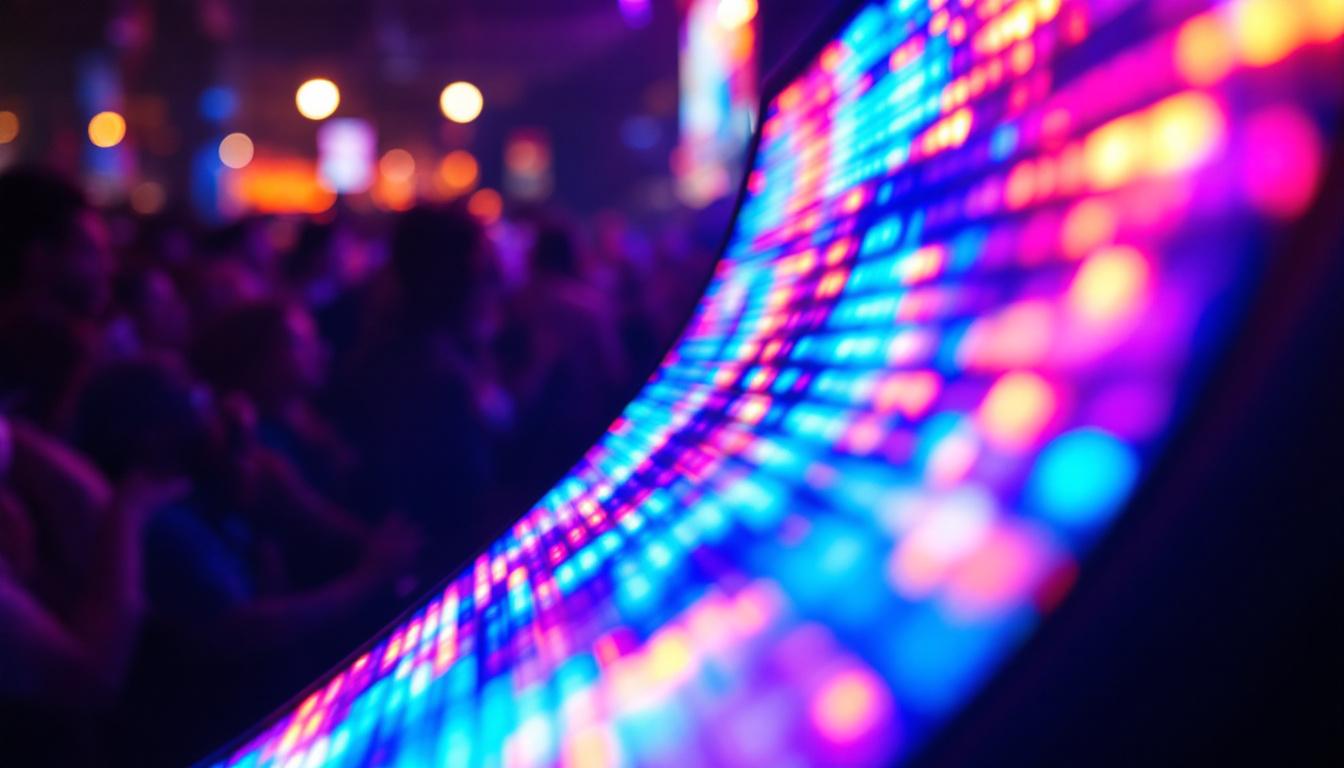 A photograph of a vibrant flex led panel in use