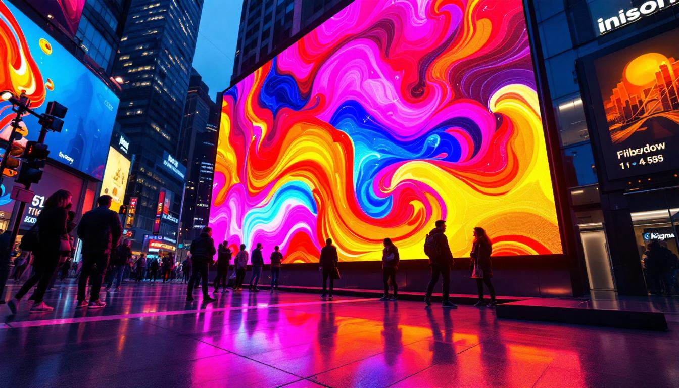 A photograph of a vibrant led display in action