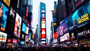A photograph of capture a photograph of the vibrant led billboard in times square
