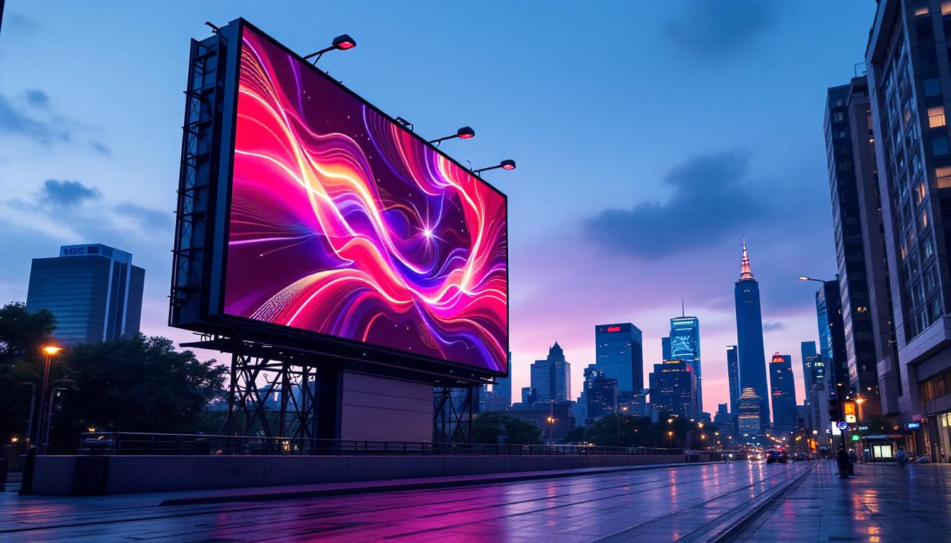 A photograph of a vibrant led billboard in an urban setting