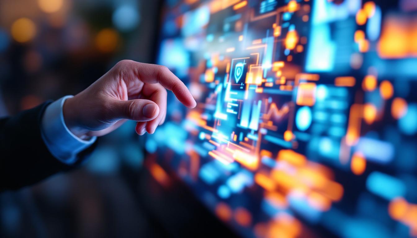 A photograph of a vibrant multi-touch screen display in use