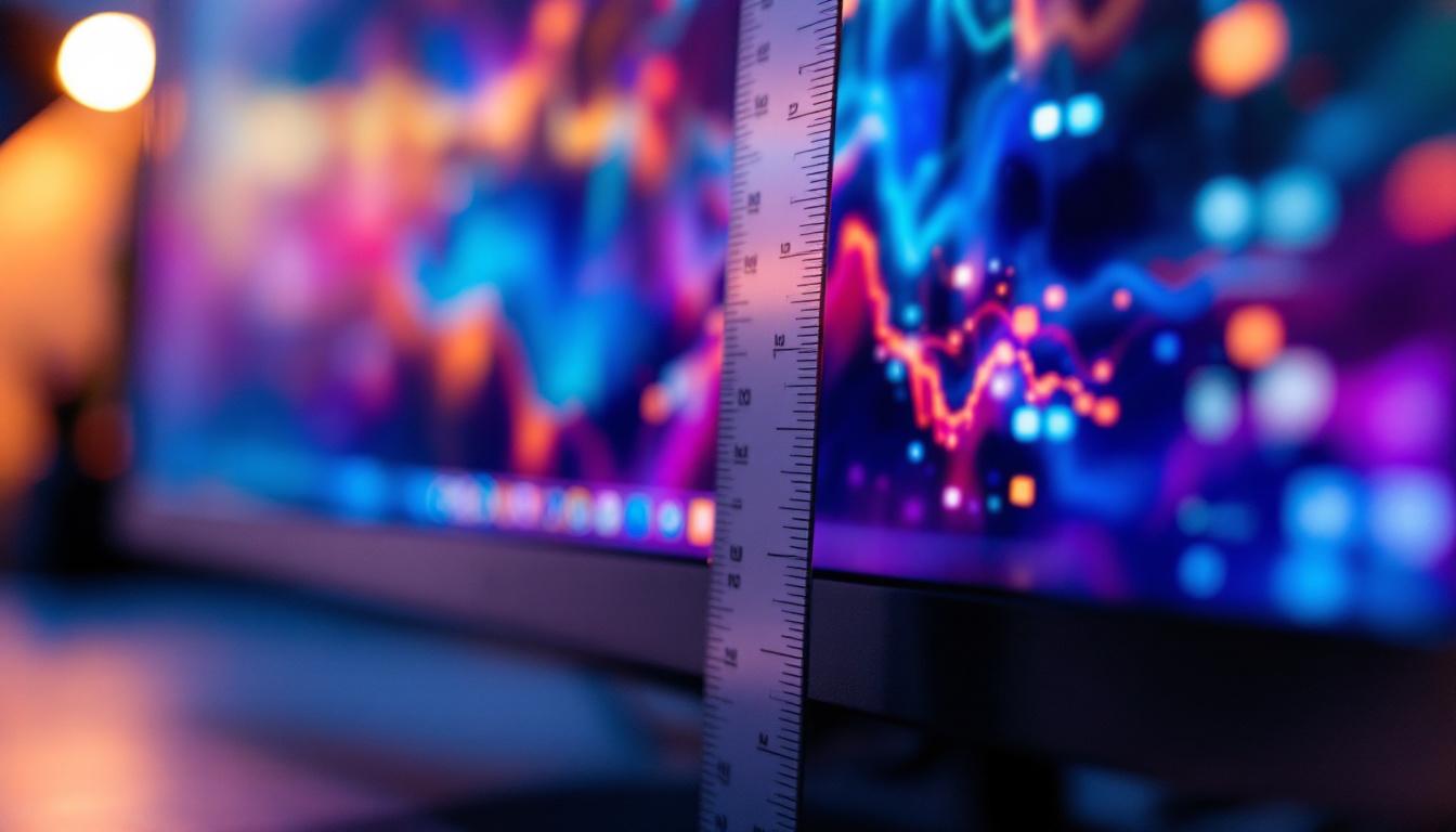 A photograph of a close-up view of a computer monitor displaying a vibrant