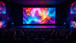 A photograph of capture a photograph of the expansive led screen in the cinema