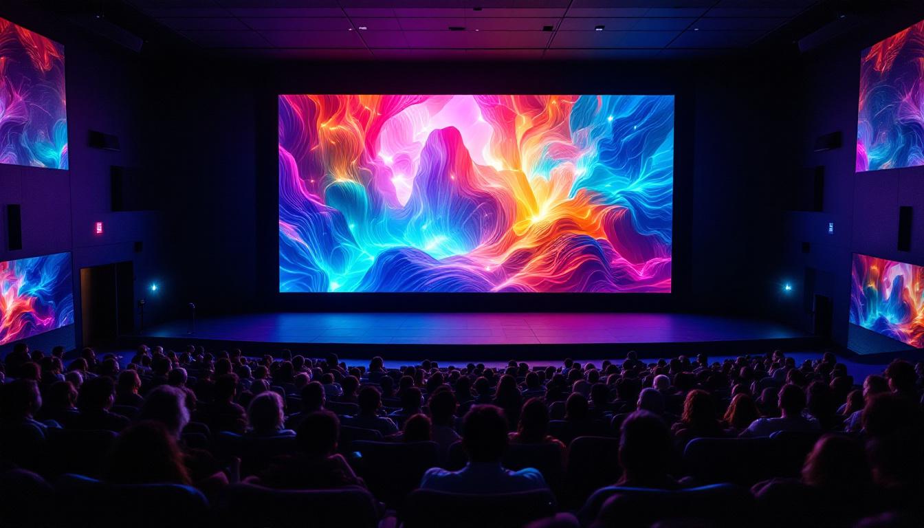 A photograph of capture a photograph of the expansive led screen in the cinema
