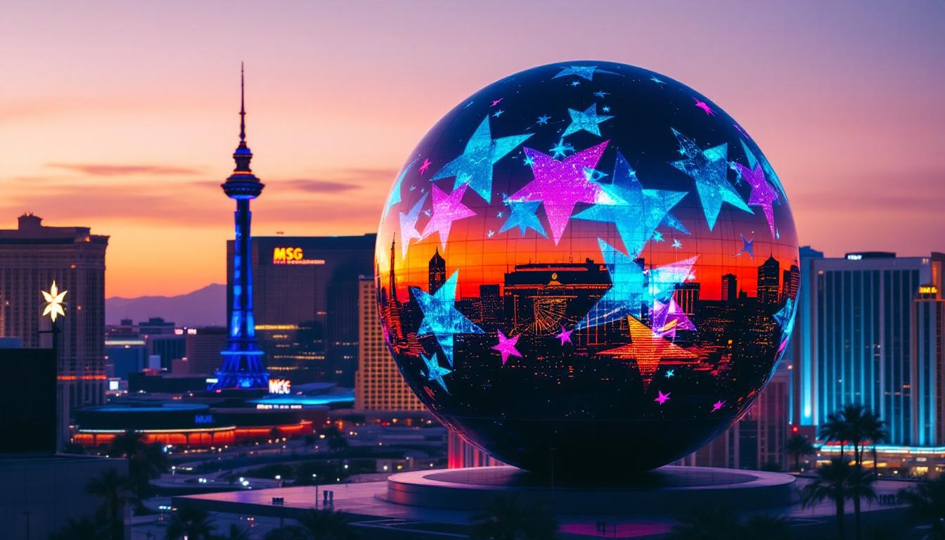 A photograph of capture a photograph of the msg sphere in las vegas