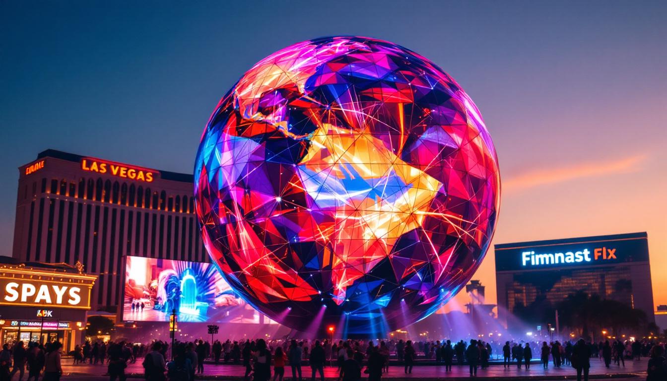 A photograph of capture a photograph of the las vegas sphere at dusk