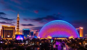 A photograph of the stunning giant dome in las vegas