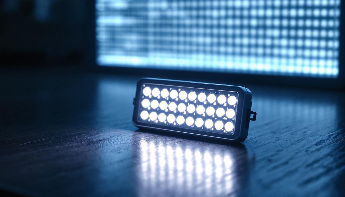 A photograph of a close-up shot of a 9w led light in use