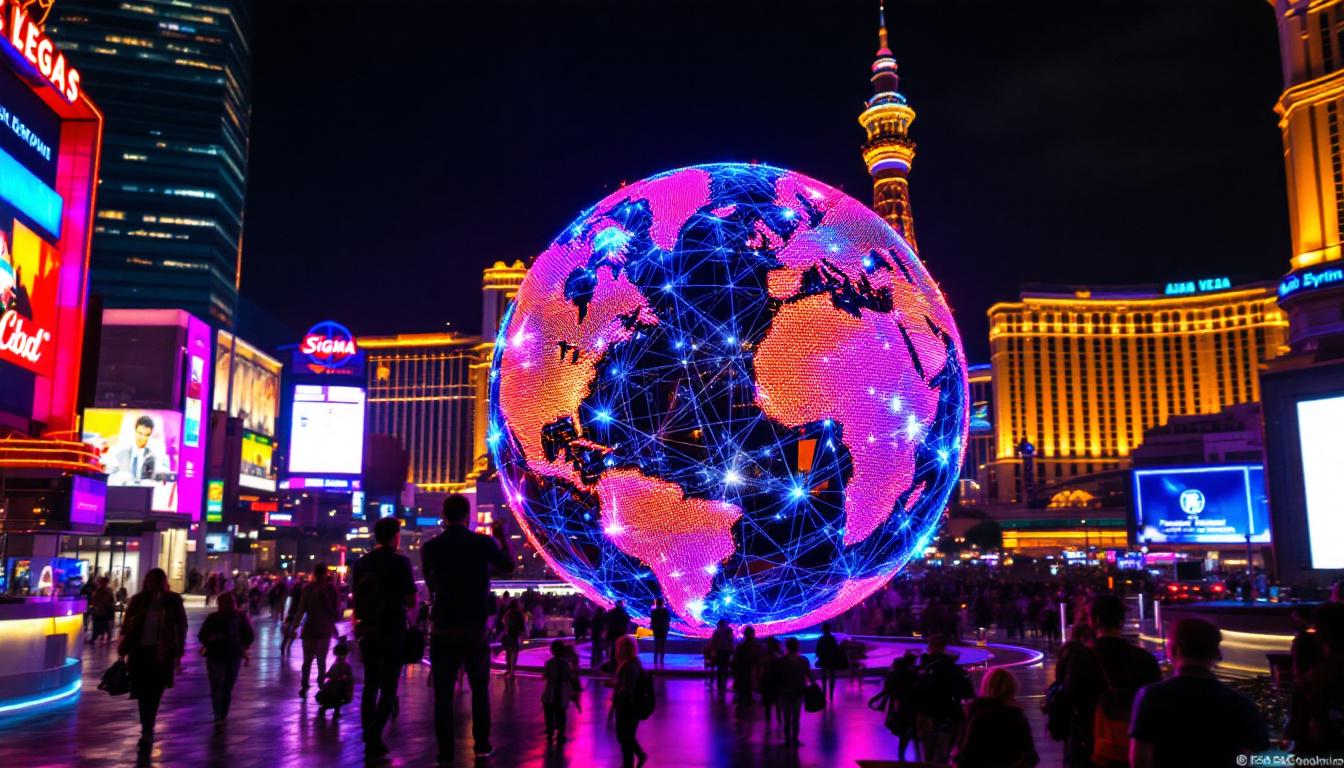 A photograph of the las vegas sphere at night