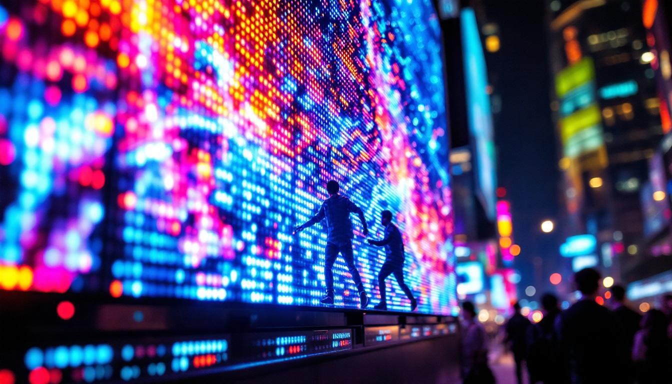 A photograph of a vibrant led display in action