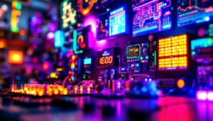 A photograph of a vibrant project display board featuring a variety of led displays in action