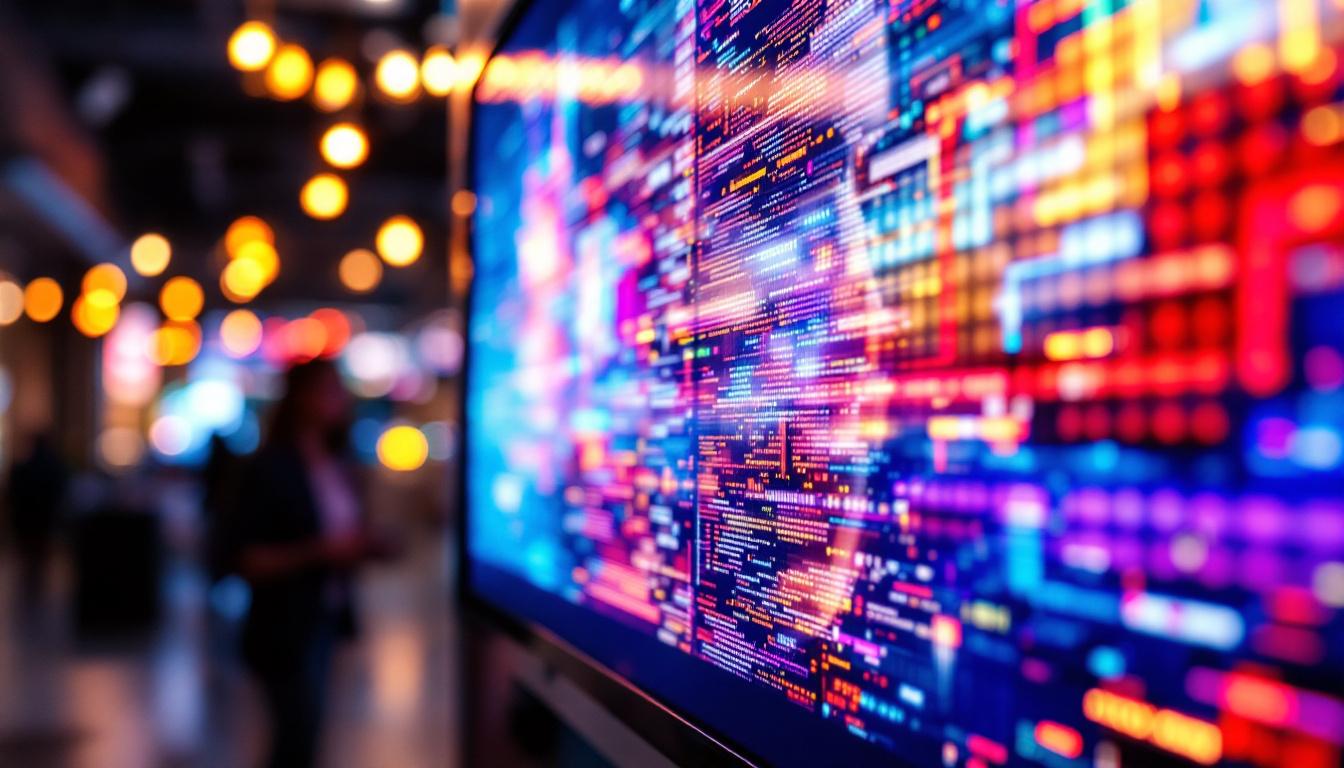 A photograph of a close-up view of a vibrant led display in use