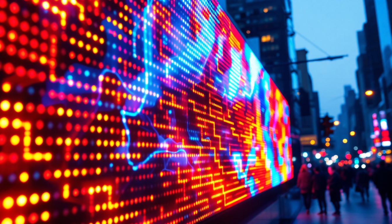A photograph of a vibrant led display in action